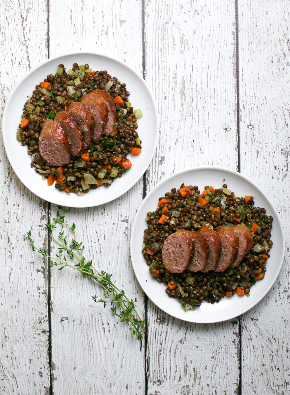 Beer Braised Bratwurst With Lentils - Happily From Scratch