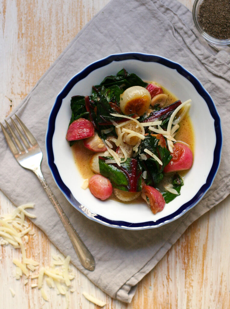 Smoky Roasted Radishes and Chard