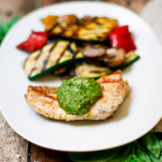 Grilled Chicken And Vegetables With Pesto - Happily From Scratch