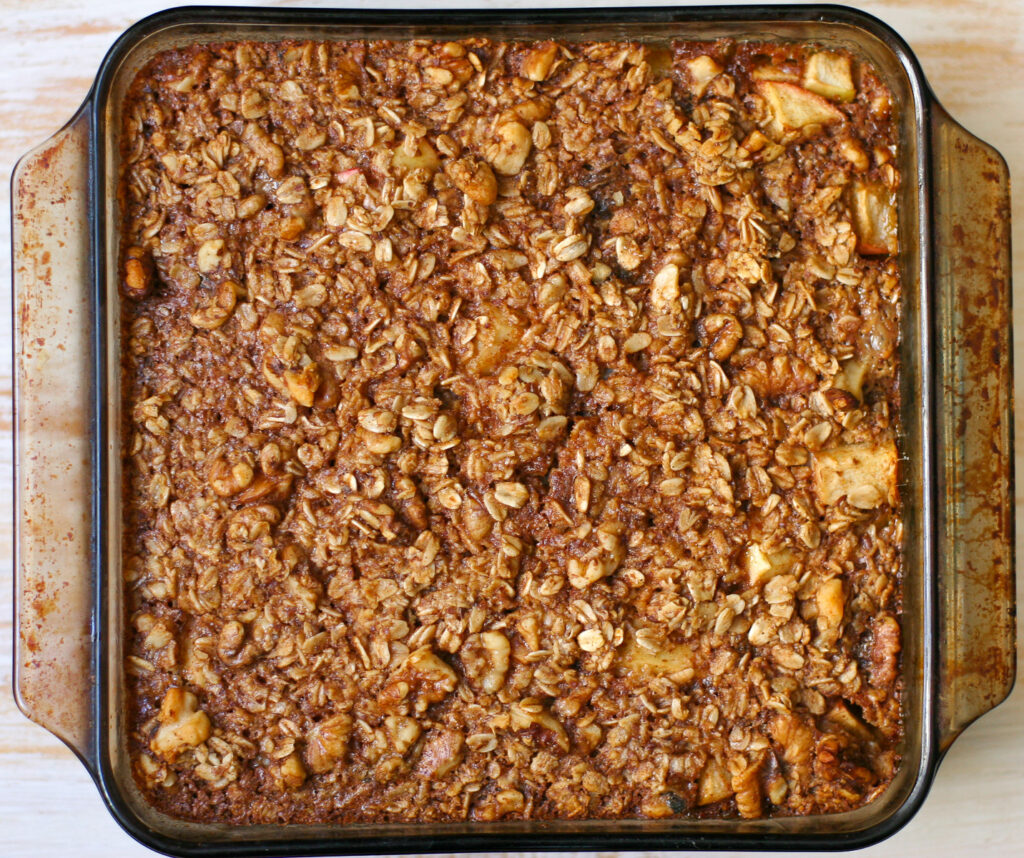 Apple Cinnamon Baked Oatmeal Fresh Out of the Oven