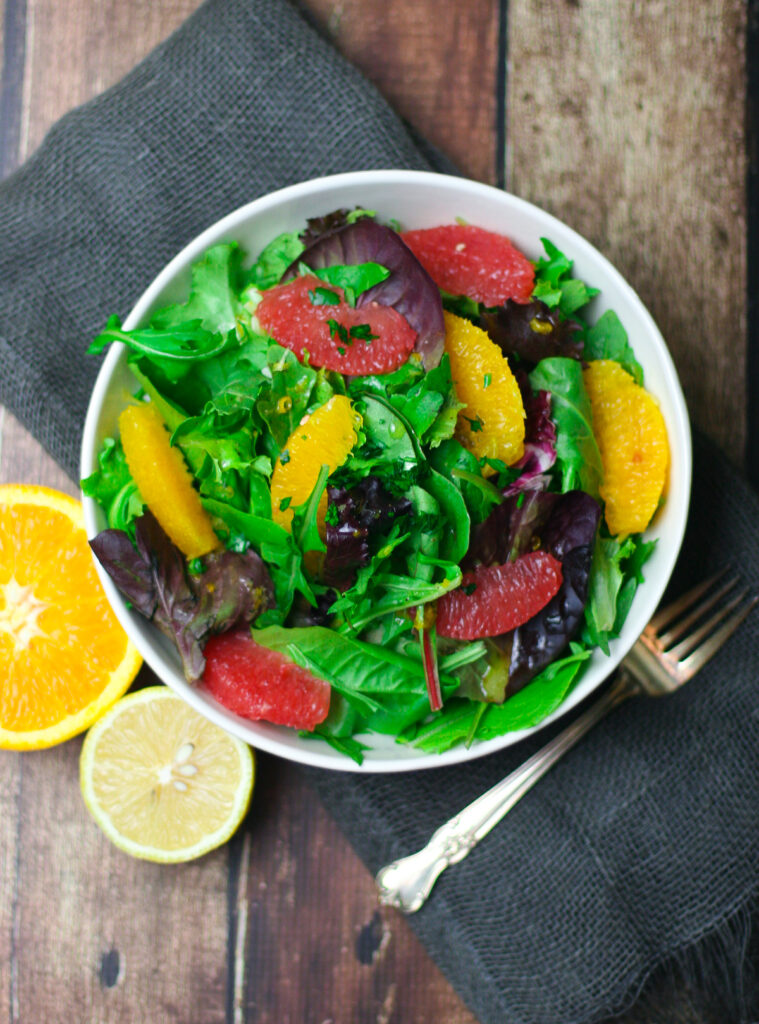 Vegan Winter Citrus Salad with Baby Greens