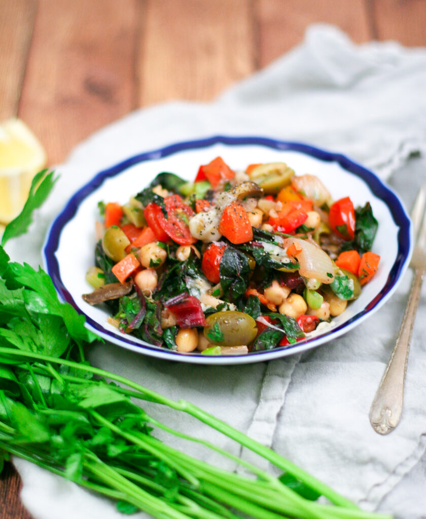 Cheesy Swiss Chard and Veggie Saute