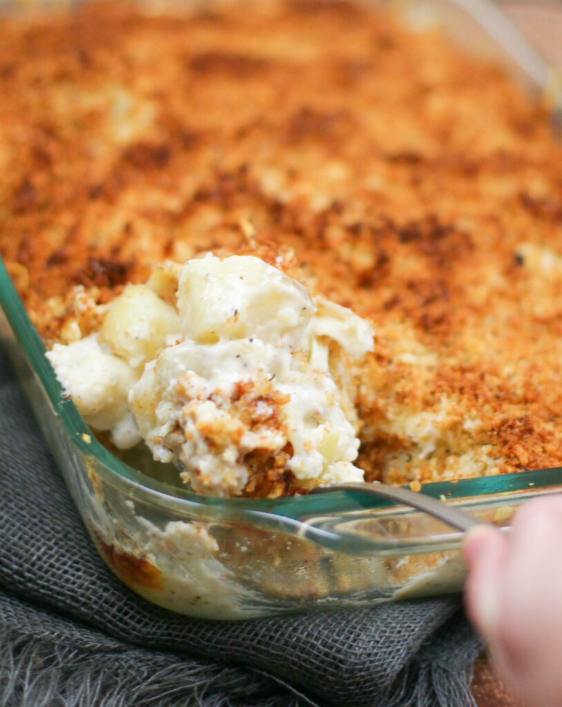 Cheesy Potato and Cauliflower Au Gratin - Happily From Scratch