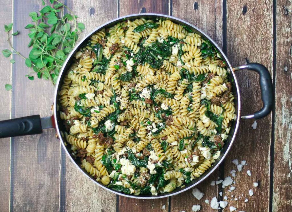 Fusilli with Sausage and Swiss Chard - an easy family favorite!