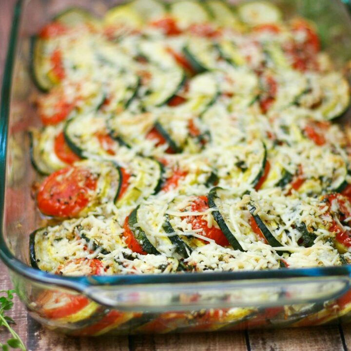Tomato, Zucchini, and Summer Squash Gratin - Happily From Scratch