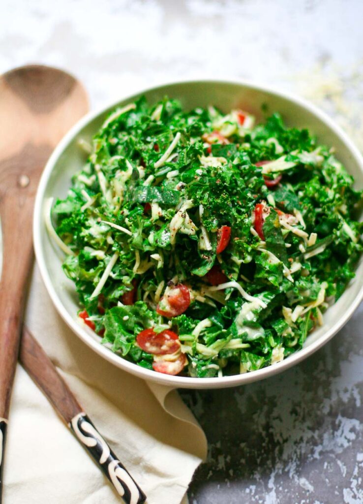 Kale Slaw with Zucchini and Creamy Dressing